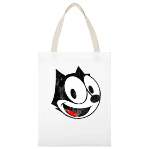 Felix The Cat Fun Vintage Style Distressed Retro Tv Show Graphic T Shi White Canvas Tote Shopping Bag