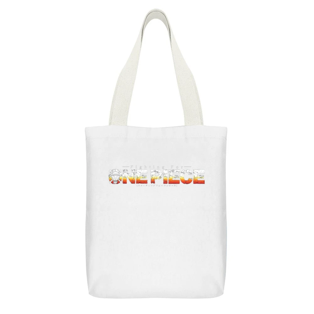 Fighting for One Piece White Canvas Tote Shopping Bag With Interior Pocket