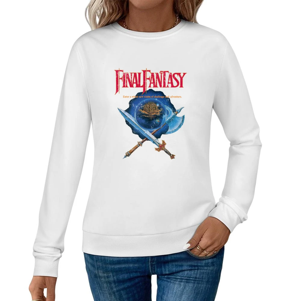 Final Fantasy Nes Nintendo Old School Retro Video Game Fan Distressed Women Pullover Sweatshirt