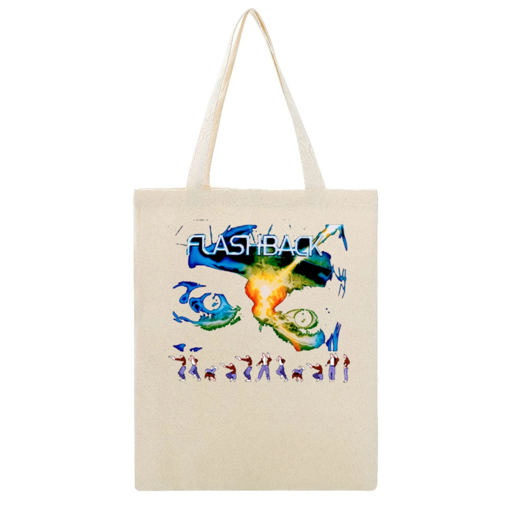 Flashback Video Game Retro 80s Beige Canvas Tote Shopping Bag