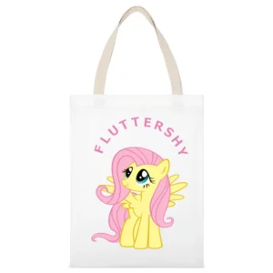 Fluttershy My Little Pony White Canvas Tote Shopping Bag