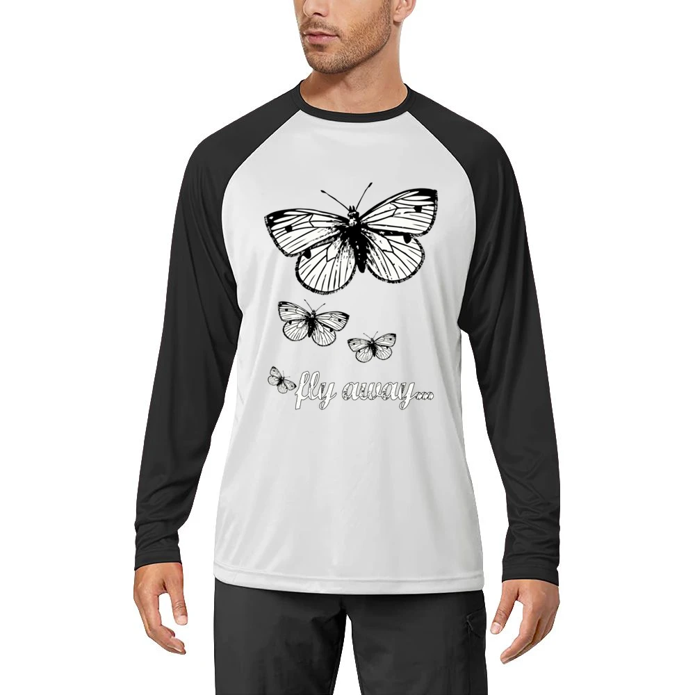 Fly Away Butterflies Cute Graphic Tee Shirt Men Long Sleeve T-Shirt