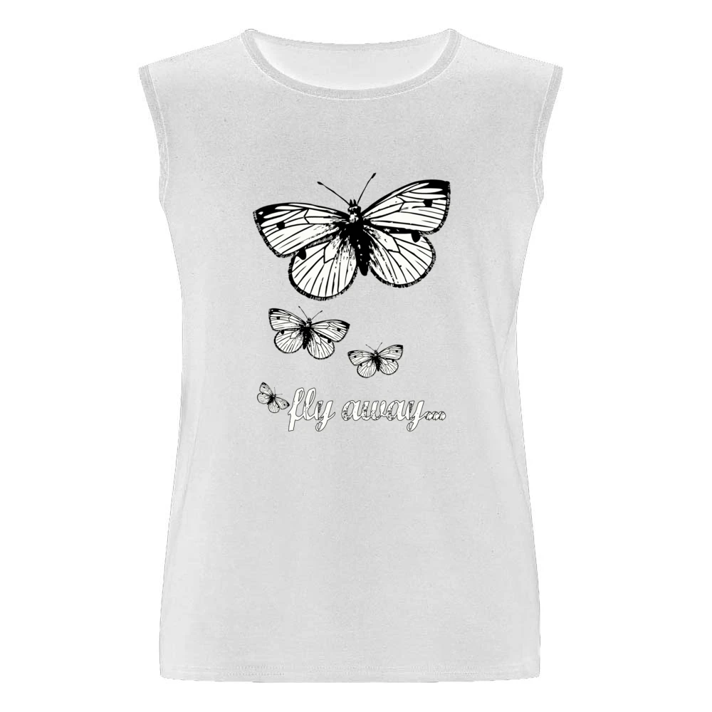 Fly Away Butterflies Cute Graphic Tee Shirt Men Sleeveless T-Shirt