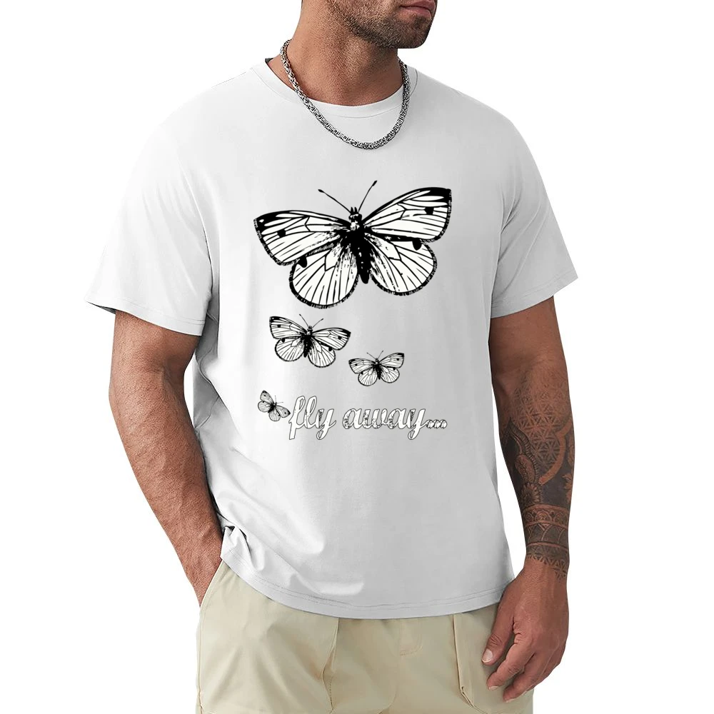 Fly Away Butterflies Cute Graphic Tee Shirt Premium Men T-shirt