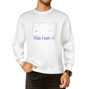 Food Fight Video Game Retro 80s European Size Pullover Sweater