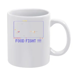 Food Fight Video Game Retro 80s White Mug