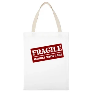 Fragile stamp - handle with care White Canvas Tote Shopping Bag