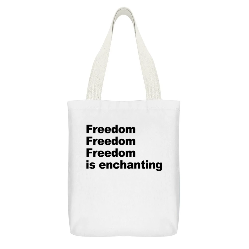Freedom Is Enchanting Fun Popular Uzi Vert Graphic Music Urban Hip Hop White Canvas Tote Shopping Bag With Interior Pocket