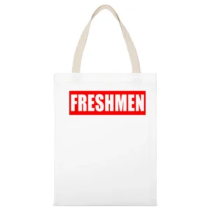 Freshmen Fun Popular School Graphic Tee Shirt White Canvas Tote Shopping Bag