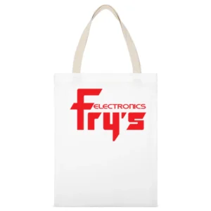 Fry's Electronics American Retail Store Logo White Canvas Tote Shopping Bag