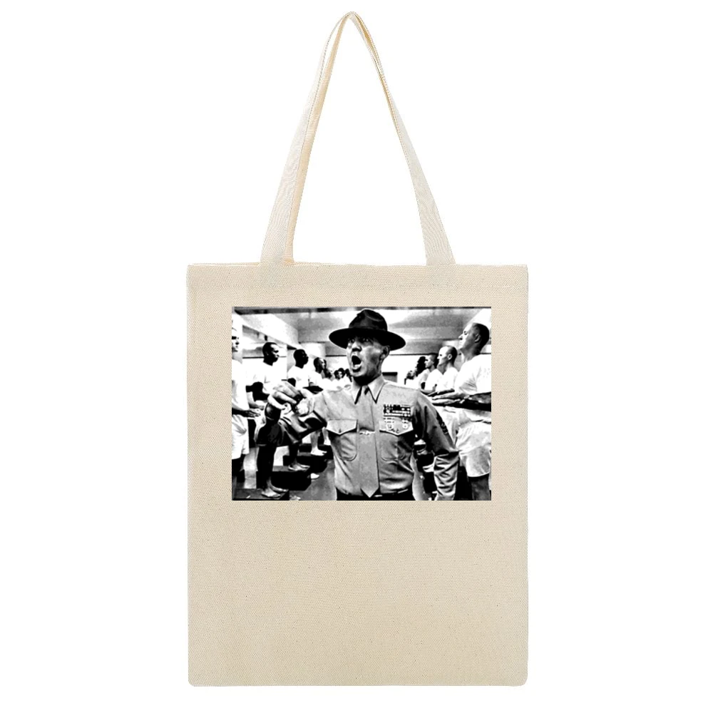 Full Metal Jacket Movie Sgt Hartman Beige Canvas Tote Shopping Bag