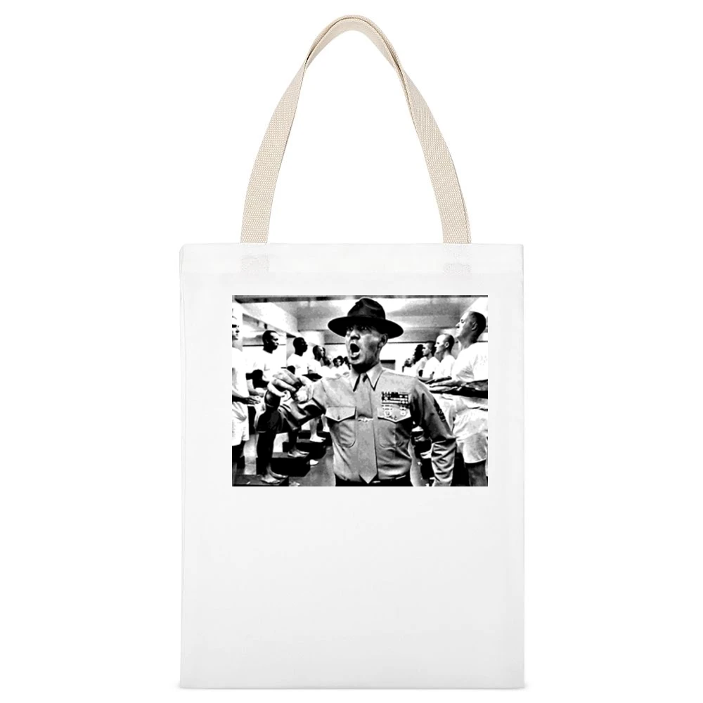 Full Metal Jacket Movie Sgt Hartman White Canvas Tote Shopping Bag