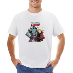 Fullmetal Alchemist Elric Brothers FMA Alphonse and Edward Asian Size Men T-Shirt