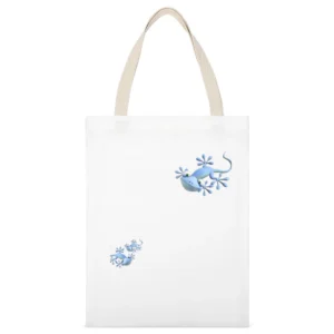 Funny Grinnung Gecko lizard animals White Canvas Tote Shopping Bag