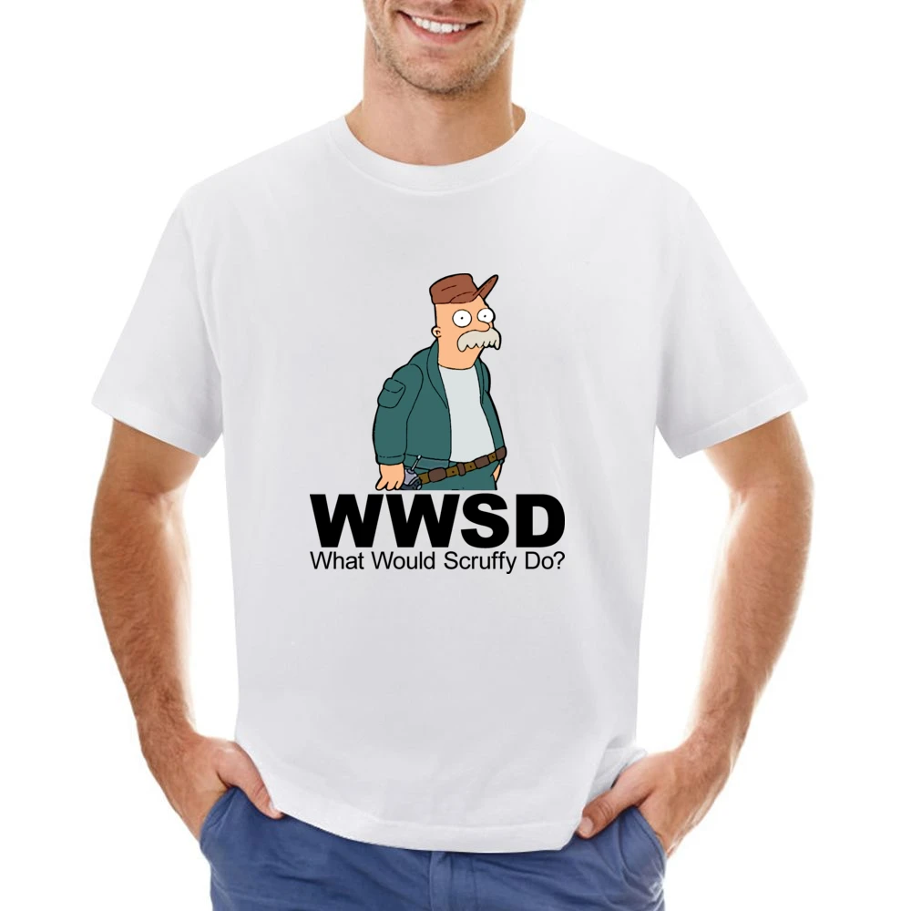 Futurama Scruffy The Janitor Asian Size Men T-Shirt