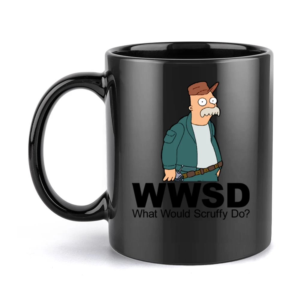 Futurama Scruffy The Janitor Black Mug