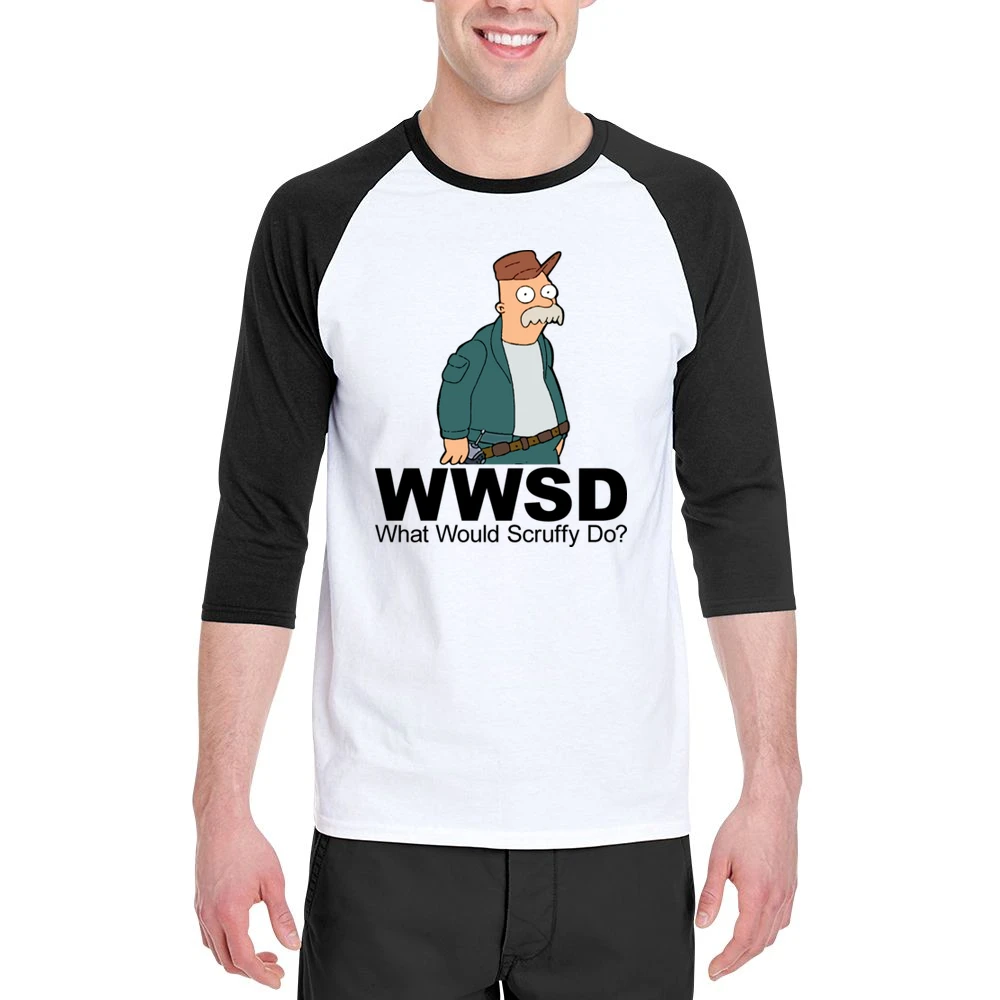 Futurama Scruffy The Janitor Men 3/4 Sleeve T-Shirt