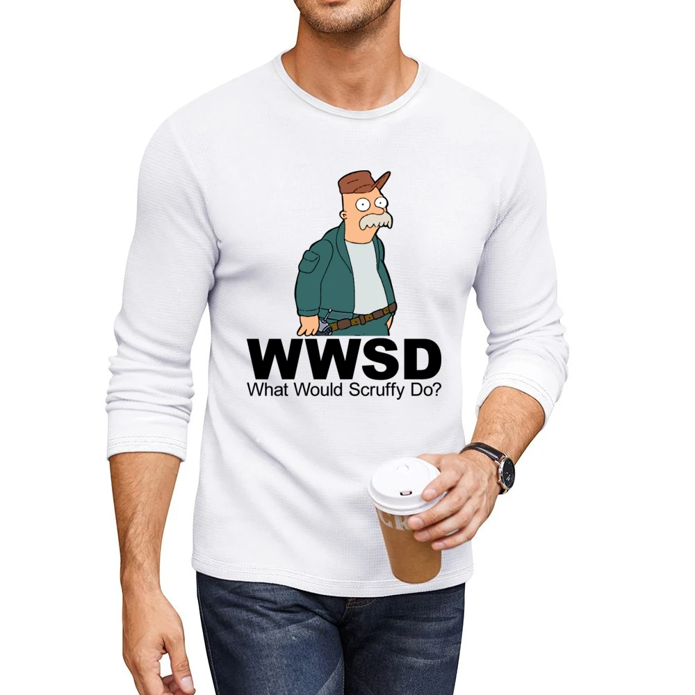 Futurama Scruffy The Janitor Men CrewNeck Long Sleeve T-Shirt