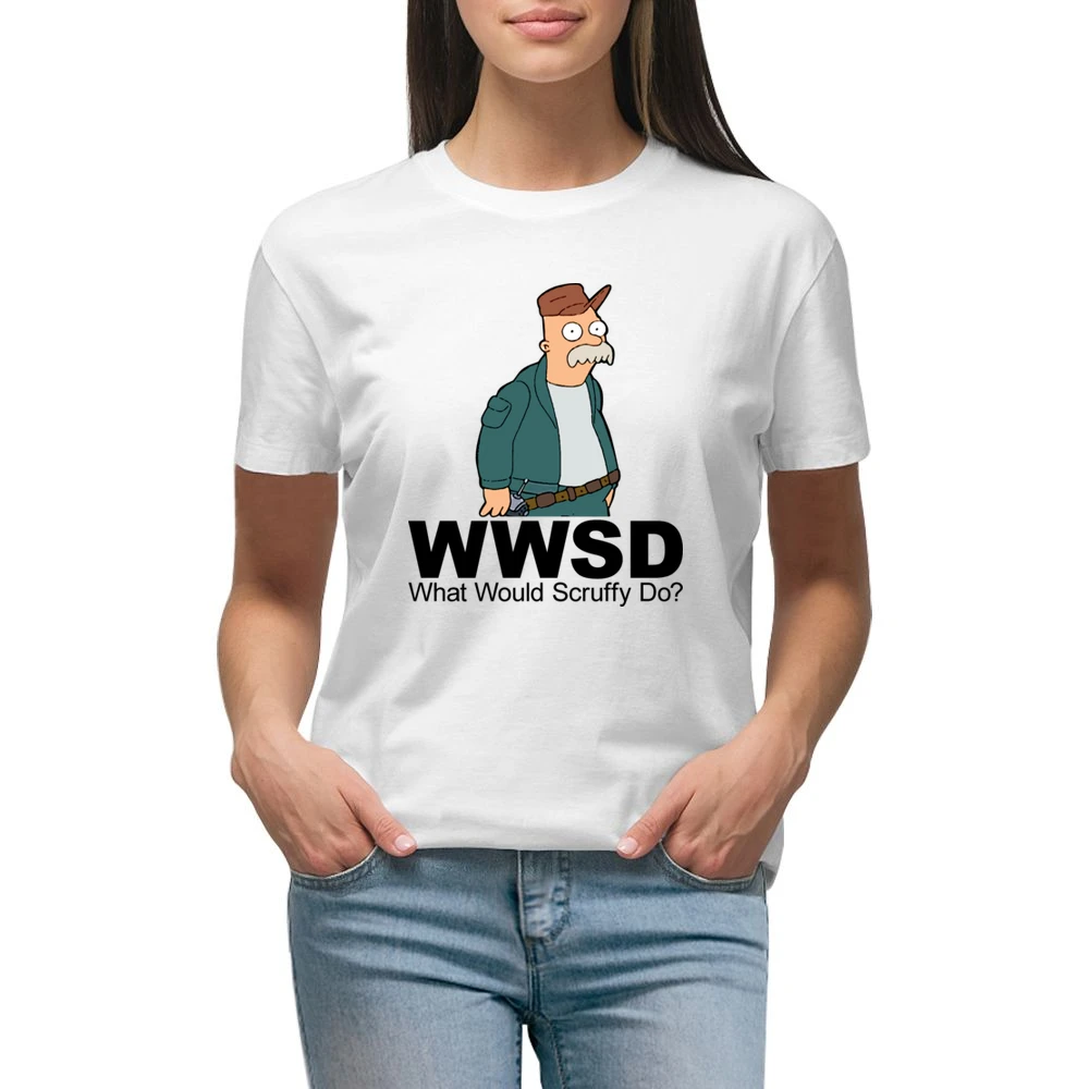 Futurama Scruffy The Janitor Premium Women Ladies T-shirt