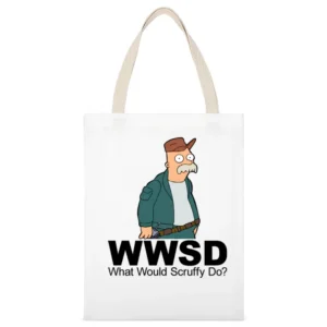 Futurama Scruffy The Janitor White Canvas Tote Shopping Bag