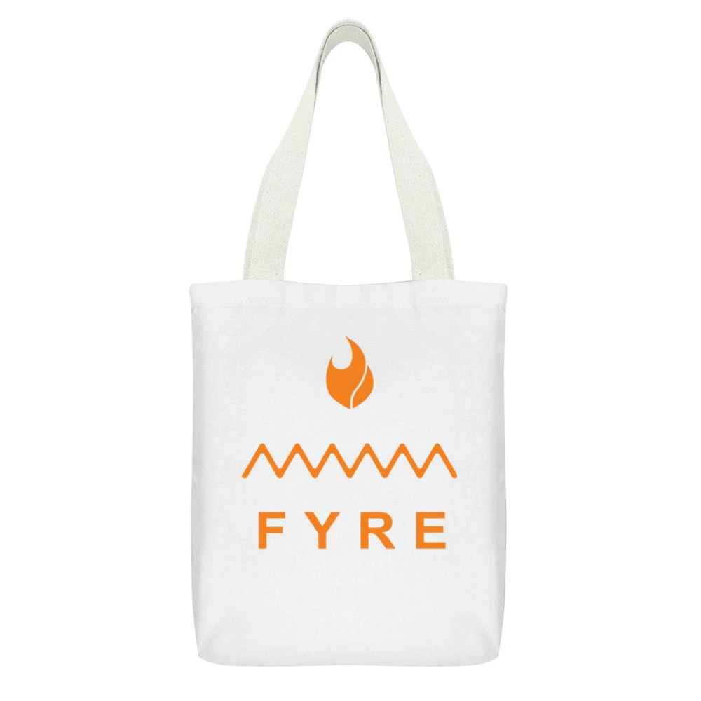 Fyre Festival Bahamas Music White Canvas Tote Shopping Bag With Interior Pocket