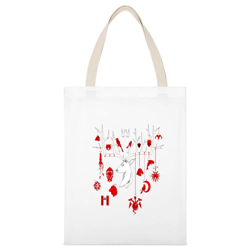 Game of Thrones Tshirt White Canvas Tote Shopping Bag