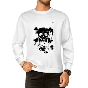 Gangster Skull With Crossed guns Pistols European Size Pullover Sweater