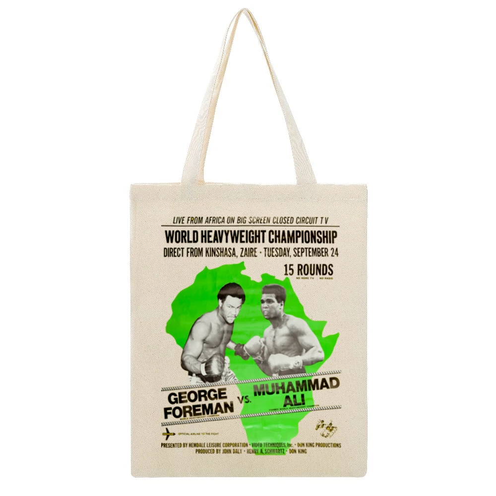 George Foreman Vs Muhammad Ali Zaire fight poster Beige Canvas Tote Shopping Bag