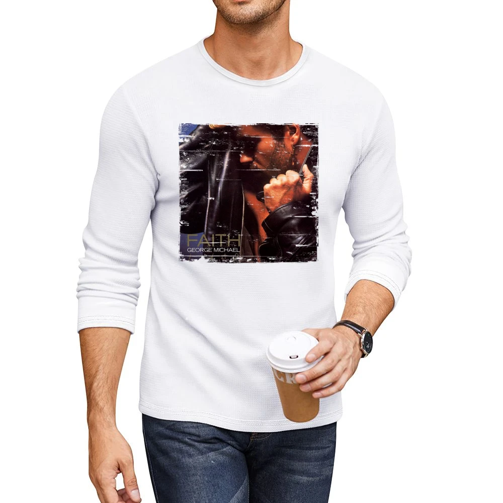 George Michael Faith Album Cover Distressed Image Men CrewNeck Long Sleeve T-Shirt