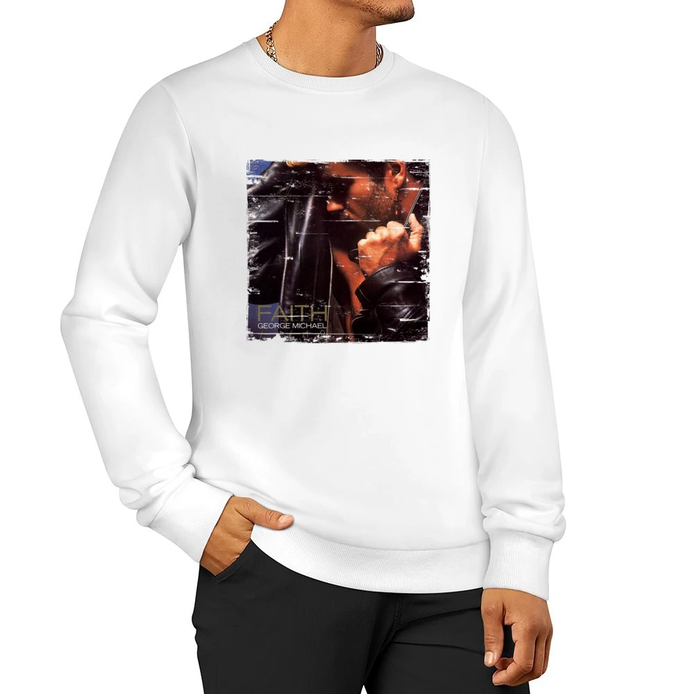 George Michael Faith Album Cover Distressed Image Men Pullover Sweatshirt