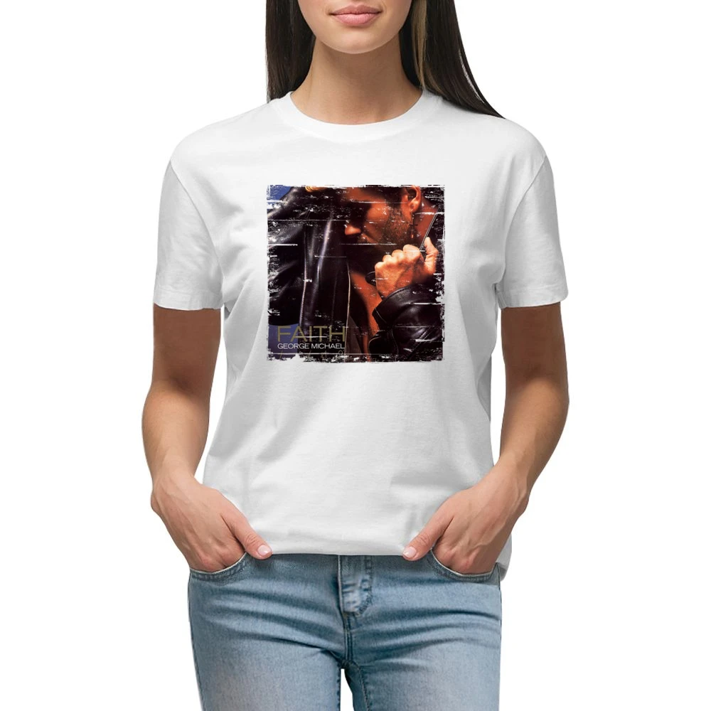 George Michael Faith Album Cover Distressed Image Premium Women Ladies T-shirt