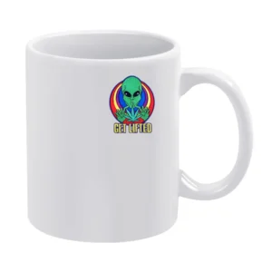 Get Lifted Fun Alien Pot Weed Graphic Tee Shirt White Mug