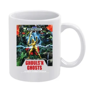 Ghouls N Ghosts Sega Genesis Old School Retro Video Game Fan Distresse White Mug