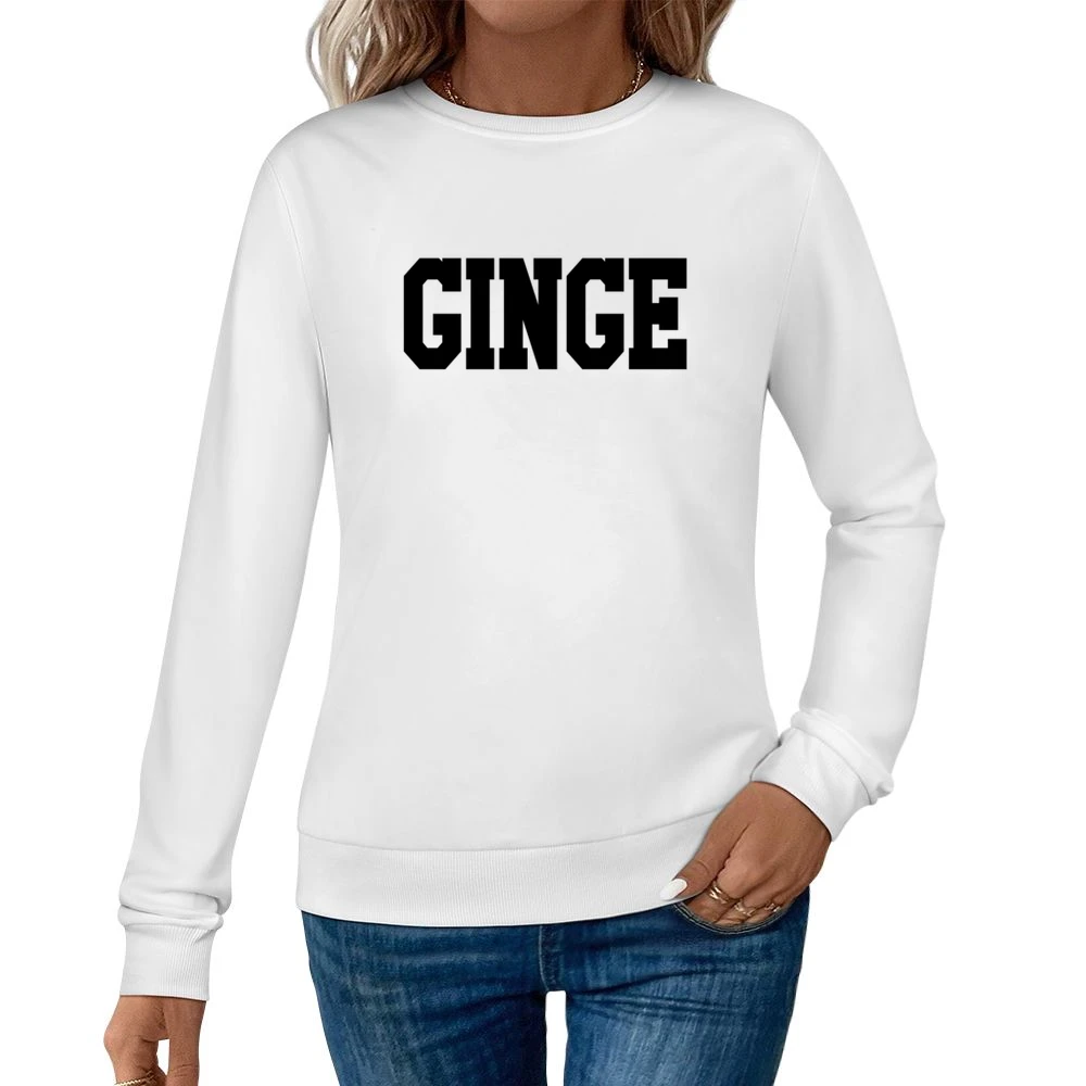 Ginge Fun Red Head Ginger And Proud Funny Graphic V Neck Hoodi Women Pullover Sweatshirt