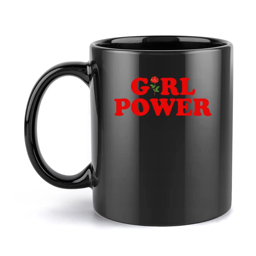 Girl Power Rose Fun Popular Retro Graphic Blogger Black Mug