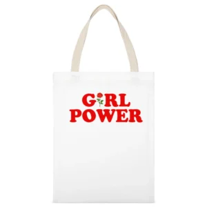 Girl Power Rose Fun Popular Retro Graphic Blogger White Canvas Tote Shopping Bag