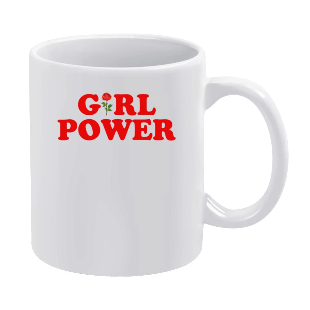 Girl Power Rose Fun Popular Retro Graphic Blogger White Mug
