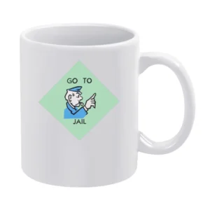 Go To Jail Funny Classic Monopoly Game Board Graphic Retro Tee Shirt White Mug