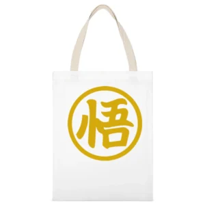 GoKu Kanji Kakarot Super Saiyan Dragon Ball Z White Canvas Tote Shopping Bag