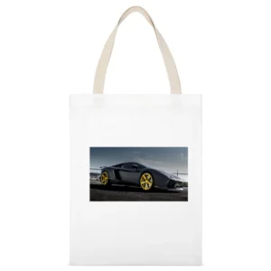 Gold Rims Lamborghini tshirt White Canvas Tote Shopping Bag