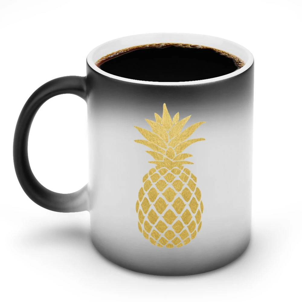 Golden Pineapple Fun Popular Cool Fruit Graphic Summer Discoloration Mug