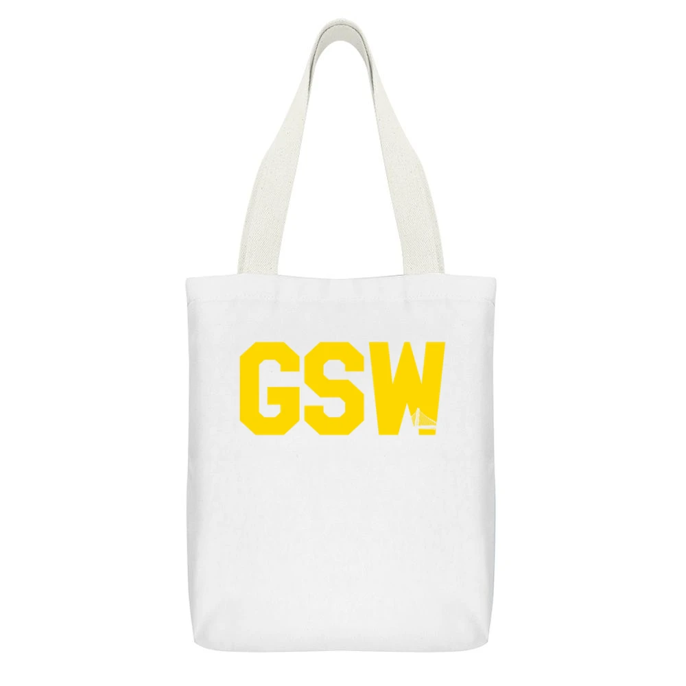 Golden State Basketball Finals Popular Cool Celebrity Graphic White Canvas Tote Shopping Bag With Interior Pocket