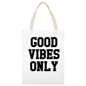 Good Vibes Only Fun Popular Graphic Cool White Canvas Tote Shopping Bag