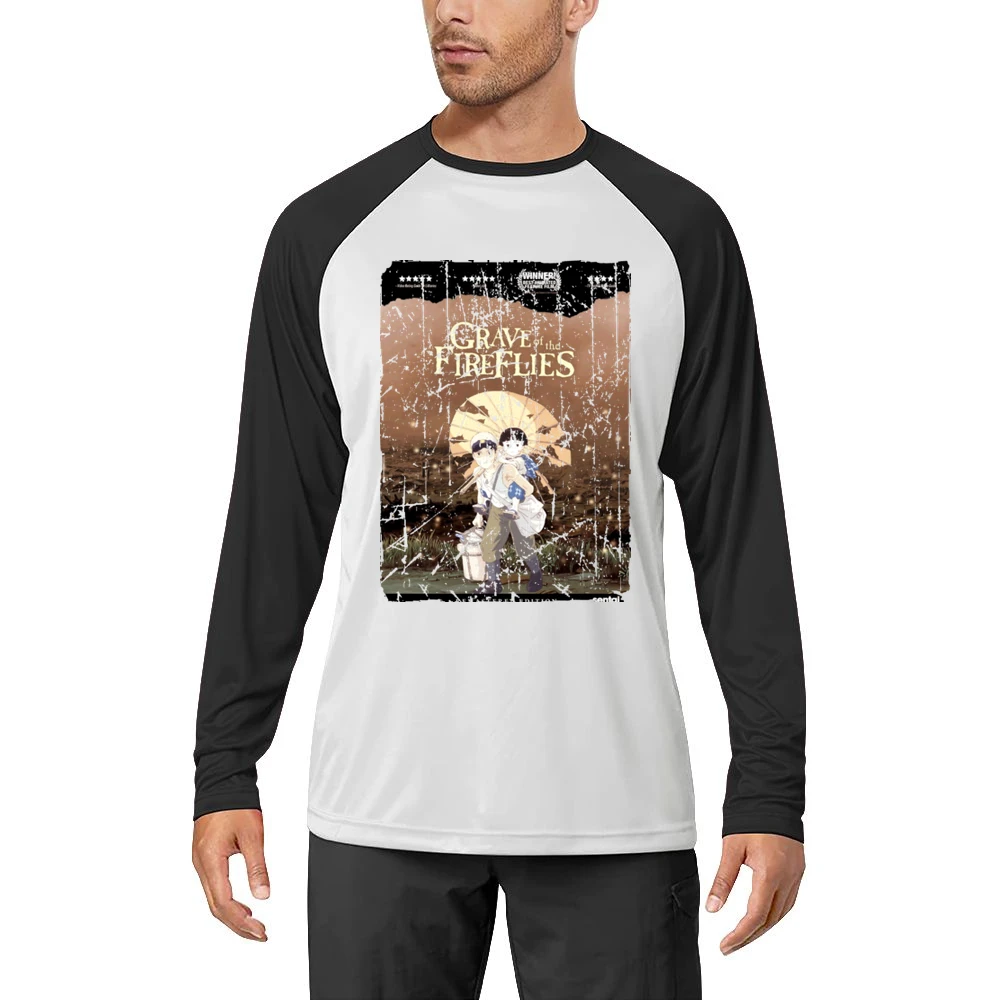 Grave Of The Fireflies Movie Poster Retro Aged Look Men Long Sleeve T-Shirt