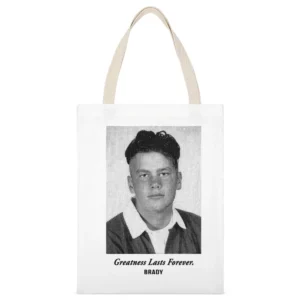 Greatness Lasts Forever Tom Brady Yearbook White Canvas Tote Shopping Bag