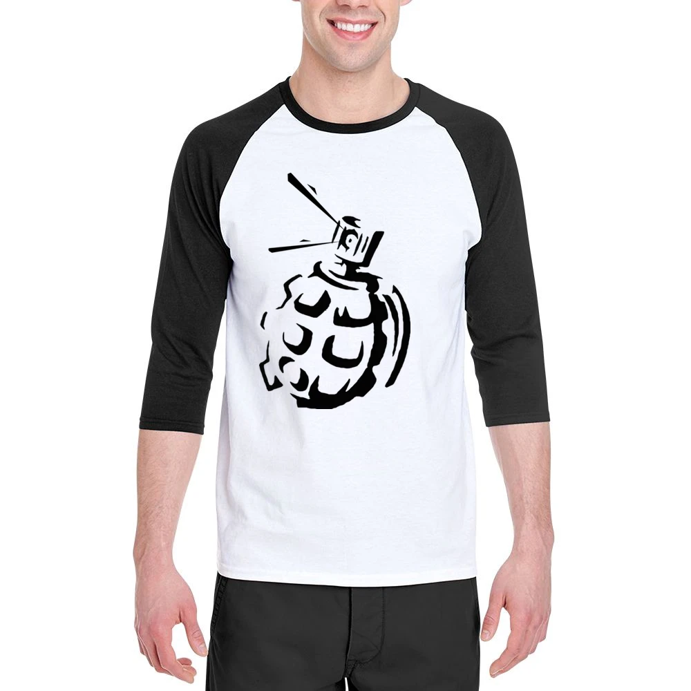 Grenade Tag Graffiti Art Men 3/4 Sleeve T-Shirt