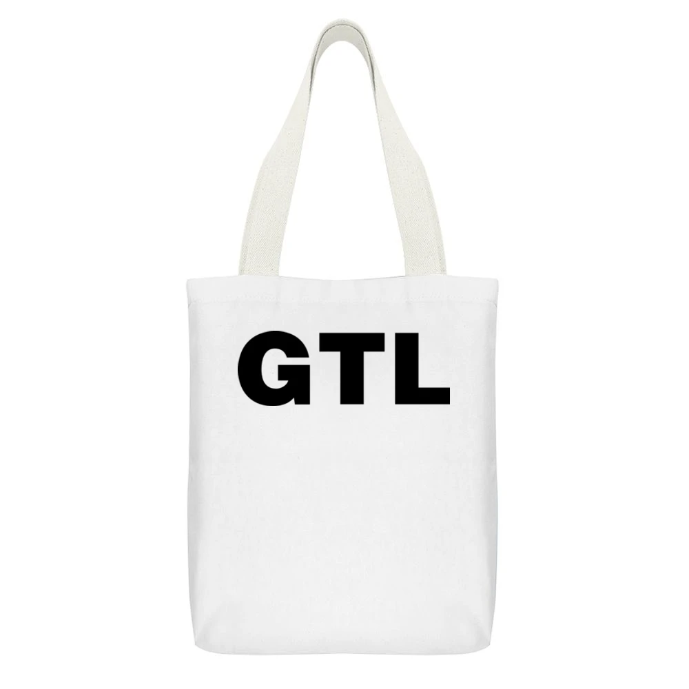 Gtl Jersey Shore Funny White Canvas Tote Shopping Bag With Interior Pocket