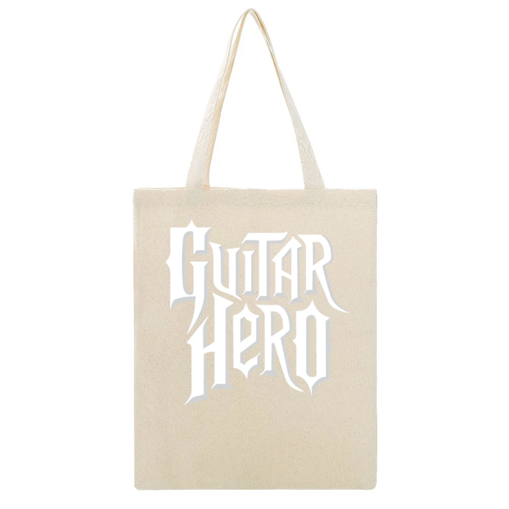 Guitar Hero Music Beige Canvas Tote Shopping Bag