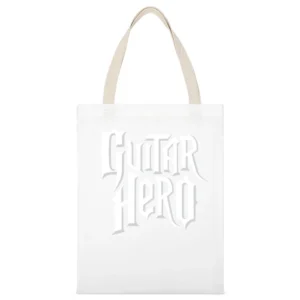 Guitar Hero Music White Canvas Tote Shopping Bag