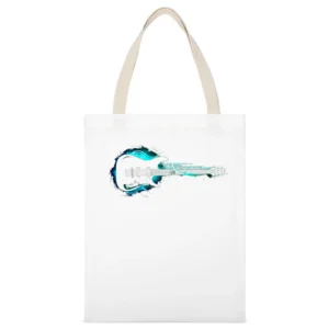 Guitar Music White Canvas Tote Shopping Bag